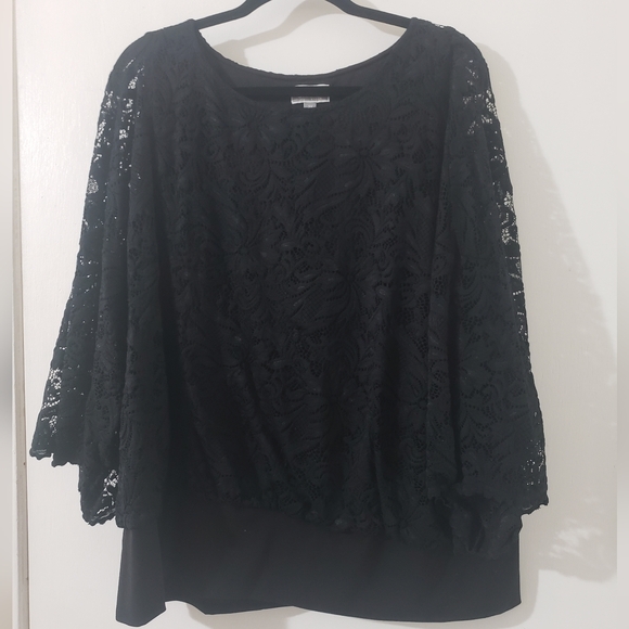 JM Collection Black Lace Top Sz 3x - Picture 1 of 3